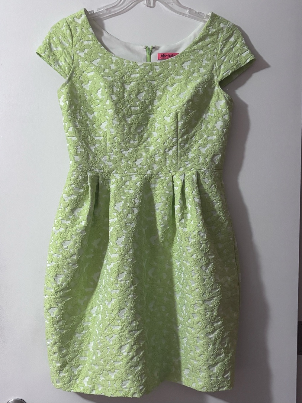 Betsey Johnson Green Floral Cutout Lace Cap Sleeve A-Line Dress Size 10